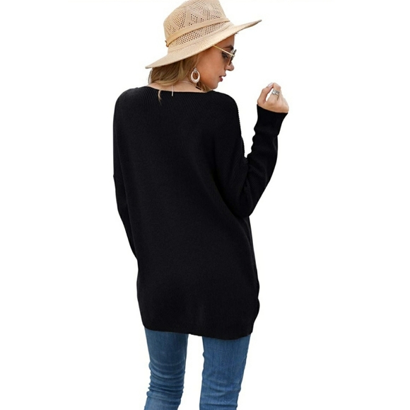 Batwing Sleeve Dolman Ribbed Knit Sweater - Picture 4 of 5